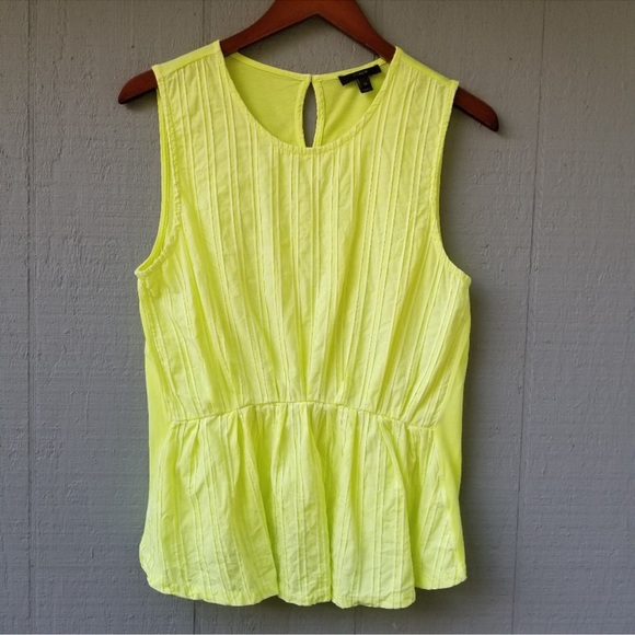 J. Crew Cinched Neon Lime Green Peplum Sleeveless Top Solid XL - Picture 1 of 6